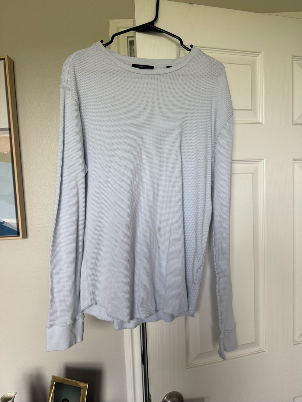 Vince Men's Pale Blue Long-Sleeve Waffle Thermal Shirt